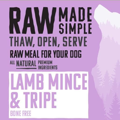 Lamb Mince and tripe raw dog food
