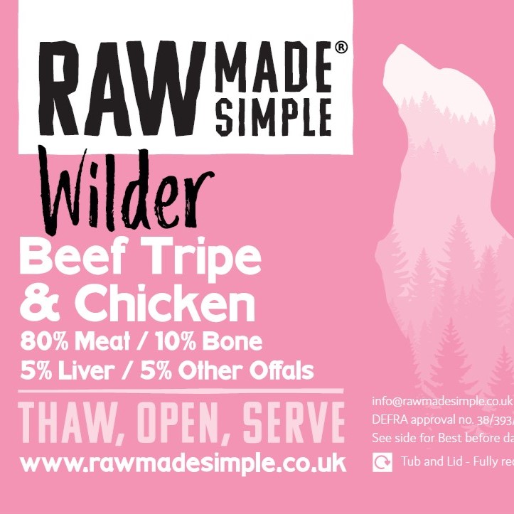 Beef Tripe and chicken raw dog food